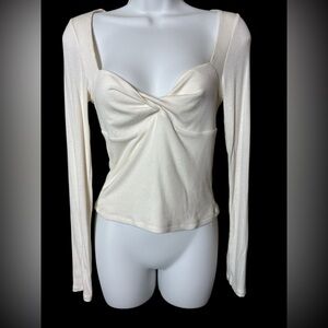 Aritzia Sunday Best Top Women’s M Sweetheart Neck Twisted Knot Front Cropped